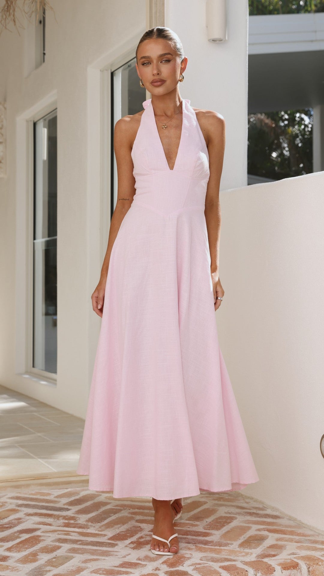 Veraetta | Women's Elegant Maxi Dress - Pink — 1