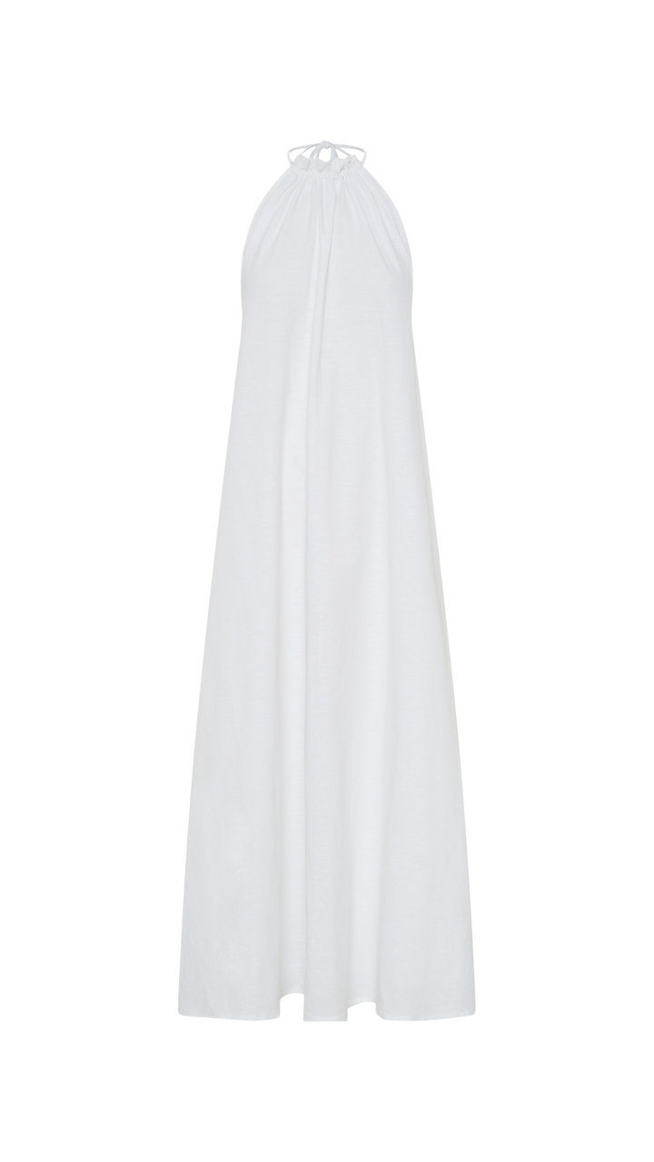 Veralia | Women's Linen Maxi Dress Wedding Guest - White