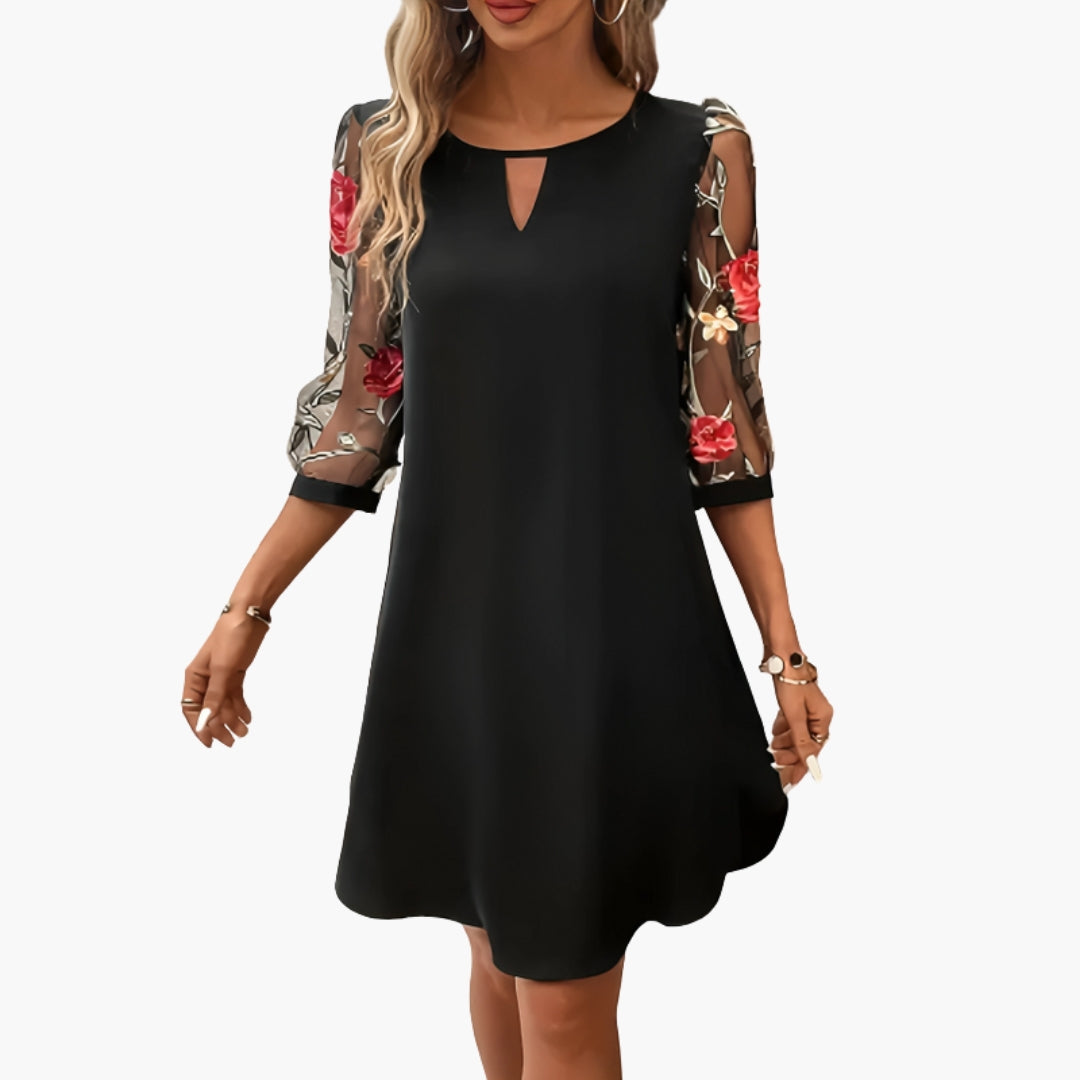 Vesperaria | Women's Knee-Length Floral Sleeve Dress — 1