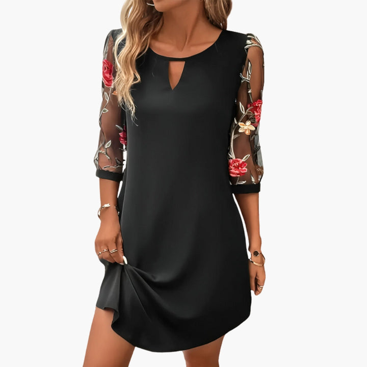 Vesperaria | Women's Knee-Length Floral Sleeve Dress — 2