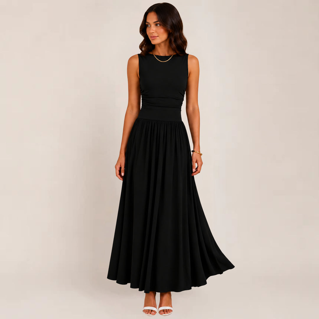 Vienria | Women's Elegant Timeless Ruched Formal Dress — 1
