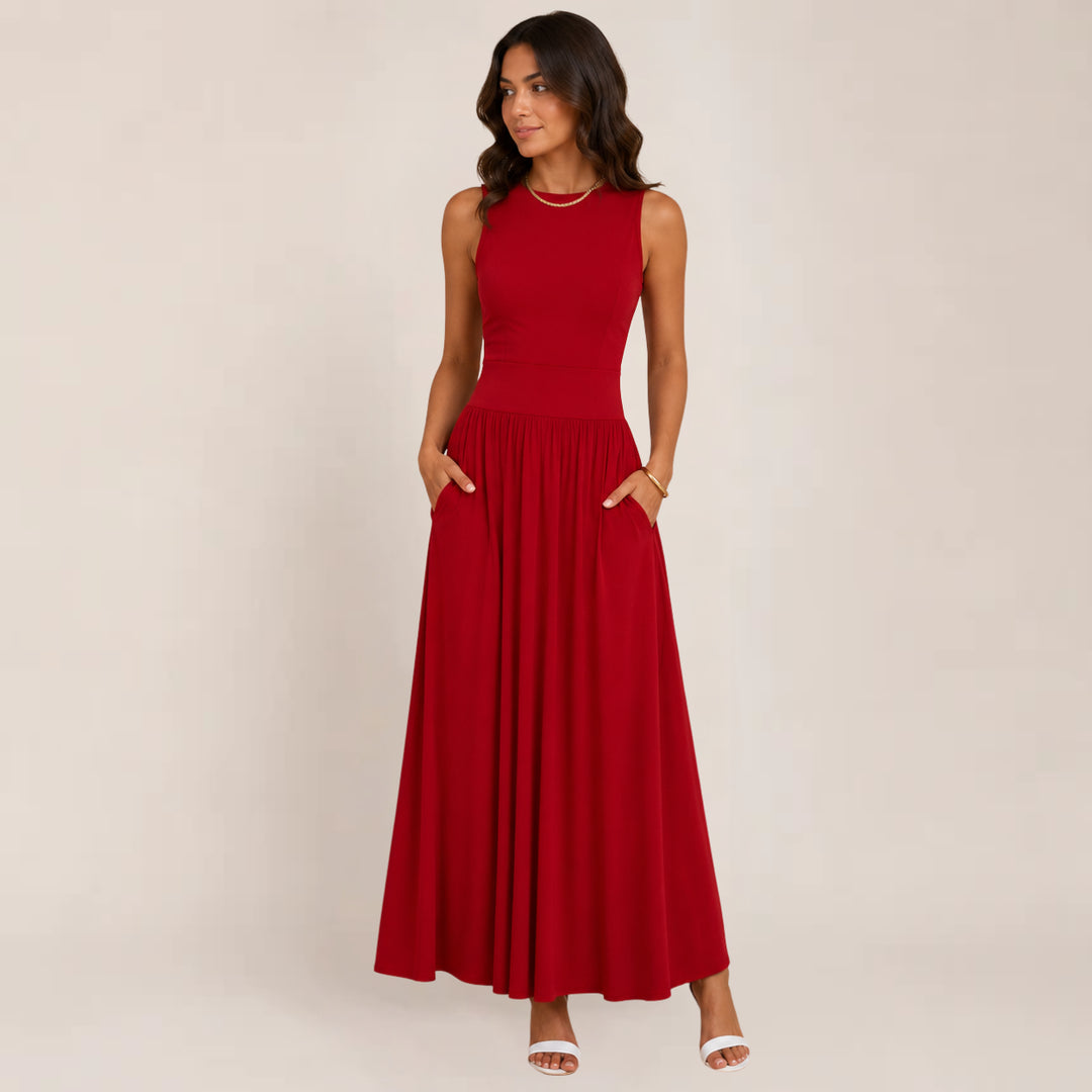 Vienria | Women's Elegant Timeless Ruched Formal Dress — 2