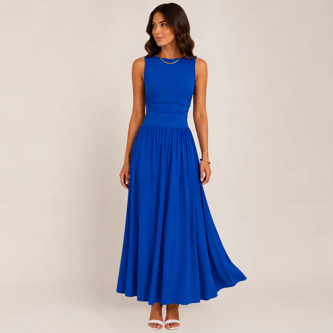 Vienria | Women's Elegant Timeless Ruched Formal Dress — Royal Blue