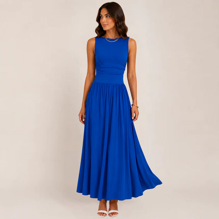 Vienria | Women's Elegant Timeless Ruched Formal Dress — Royal Blue