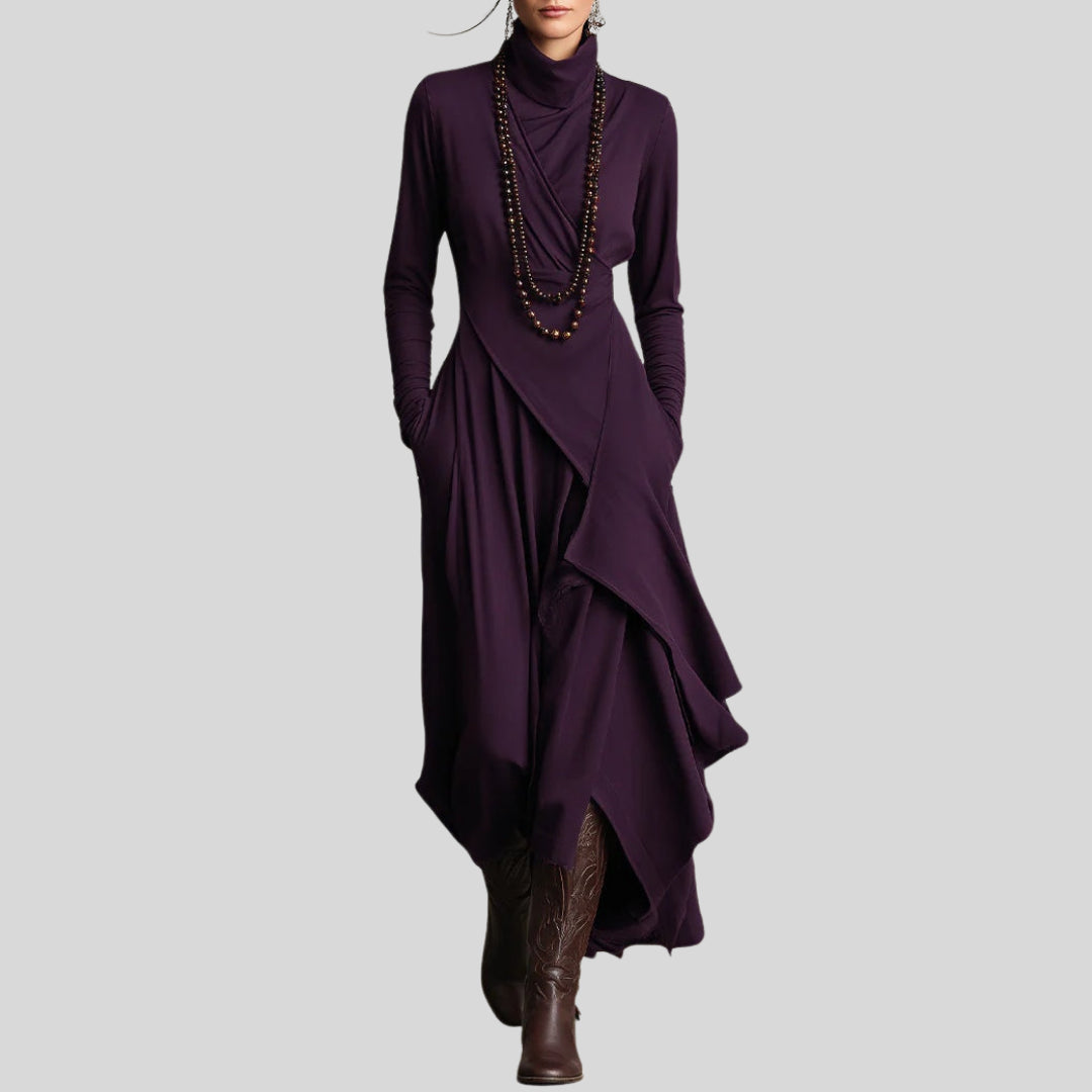 Wilhelmina | Women's Wedding Guest ’s Elegant High Neck Long Sleeve Maxi Dress Dresses — 1