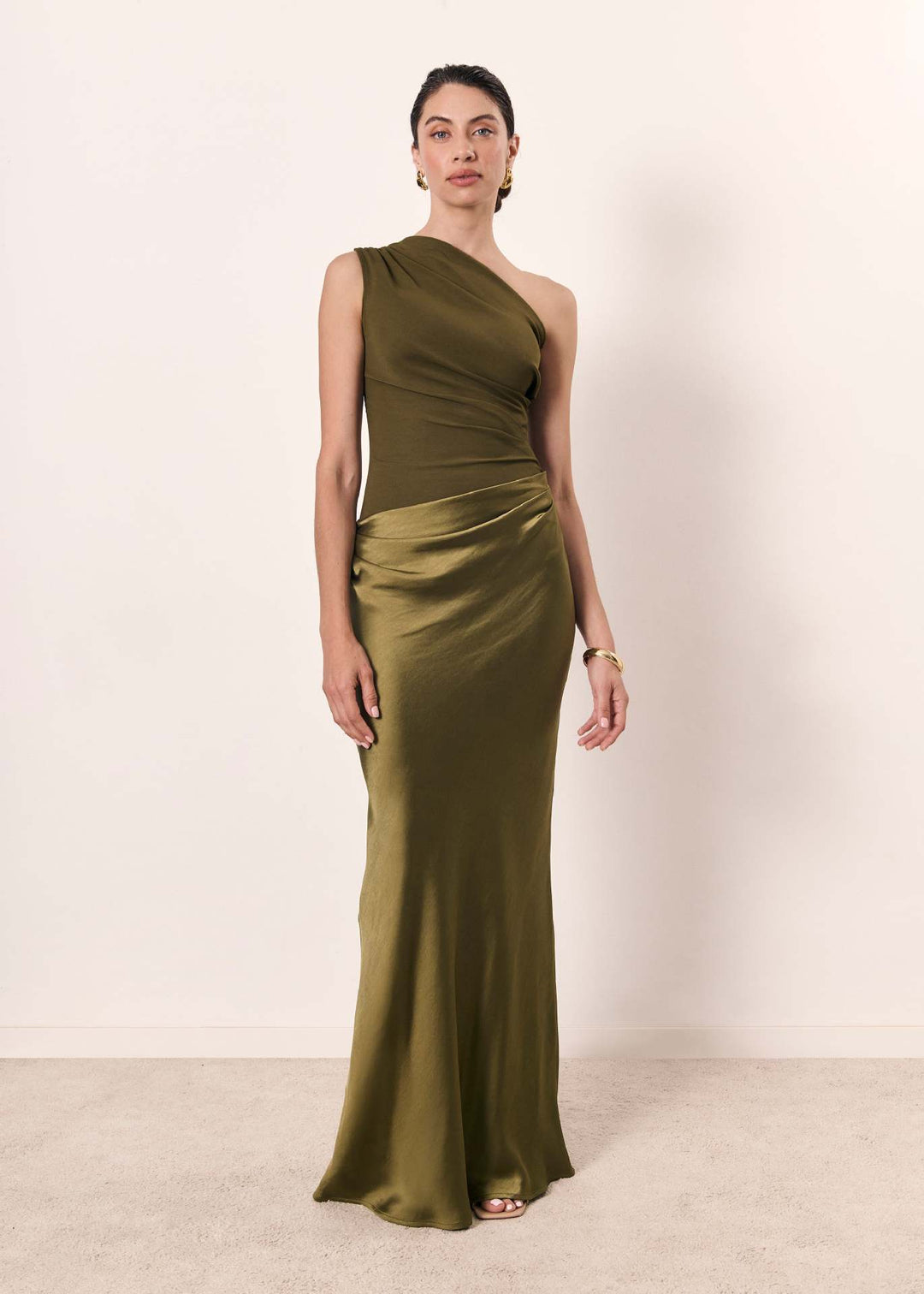 Nola | Modern One Shoulder Fitted Draped Wedding Guest Dress