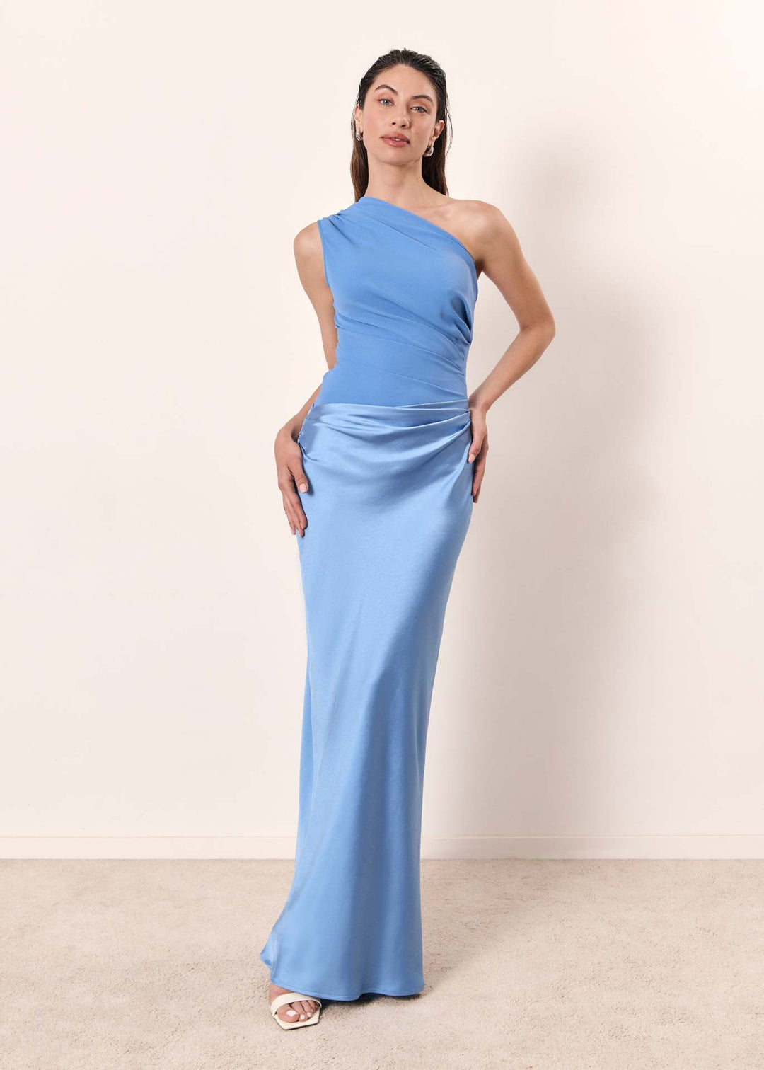 Nola | Modern One Shoulder Fitted Draped Wedding Guest Dress