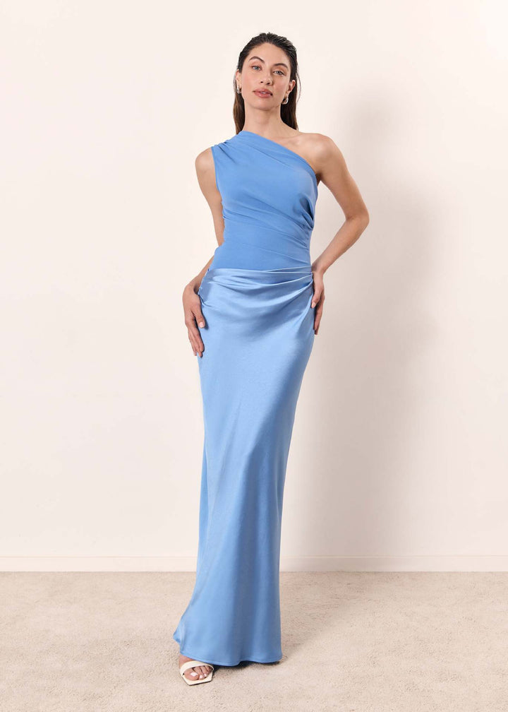 Nola | Modern One Shoulder Fitted Draped Wedding Guest Dress
