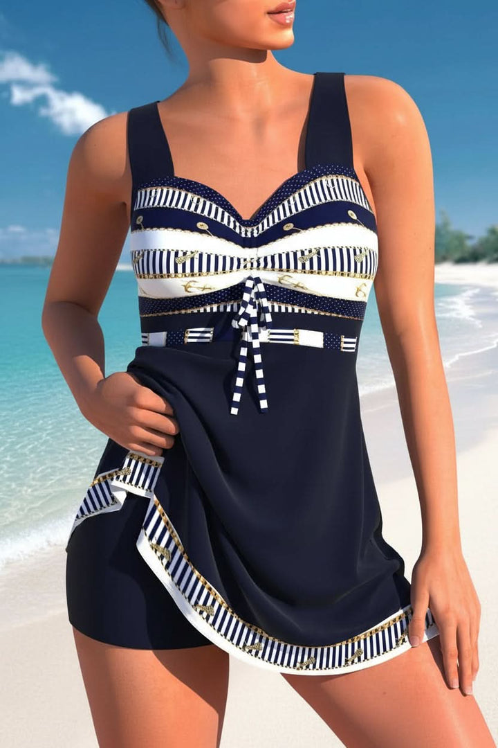 Wrenisse | Women's Elegant Swim Dress — Navy Blue