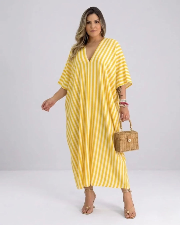 Wrenolde | Women's Elegant Kaftan Maxi Dress — Yellow