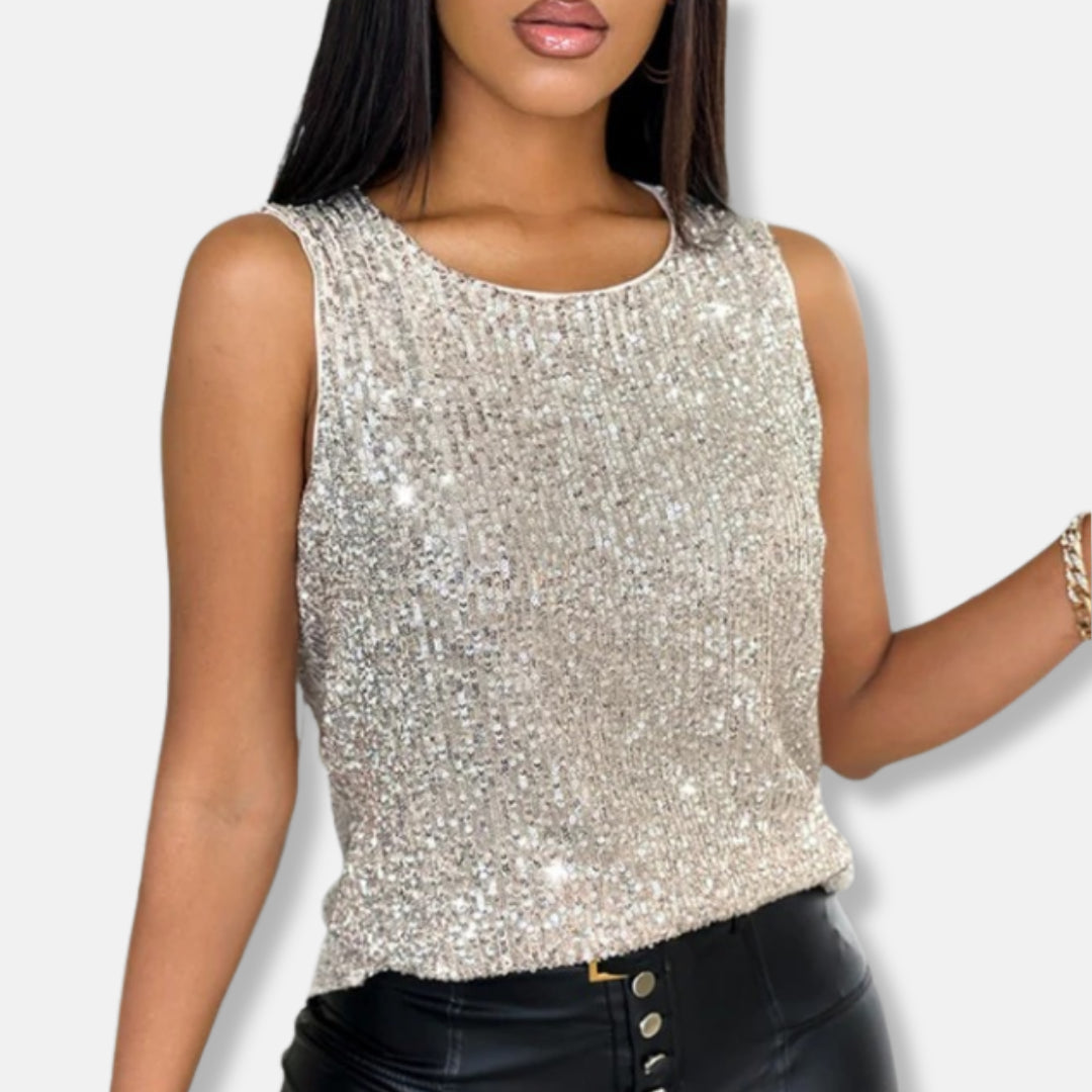 Xenia | Women's Casual Stretch Sequin Sleeveless Tops — 3