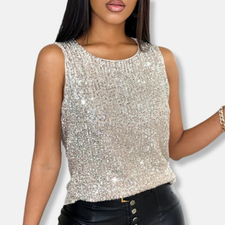 Xenia | Women's Casual Stretch Sequin Sleeveless Tops — 3